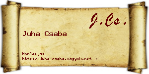 Juha Csaba névjegykártya
